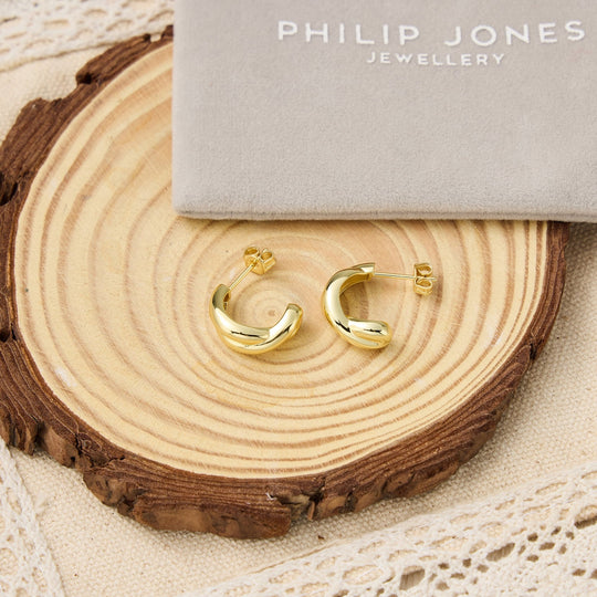 18k Gold Plated Kiss Hoop Earrings - Philip Jones Jewellery