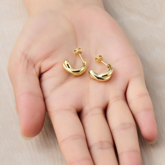 18k Gold Plated Kiss Hoop Earrings - Philip Jones Jewellery