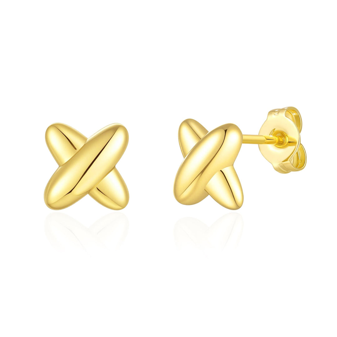 18k Gold Plated Kiss Stud Earrings - Philip Jones Jewellery