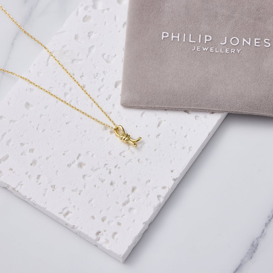 18k Gold Plated Knot Necklace - Philip Jones Jewellery