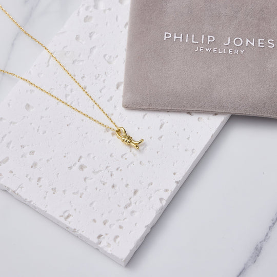 18k Gold Plated Knot Necklace - Philip Jones Jewellery