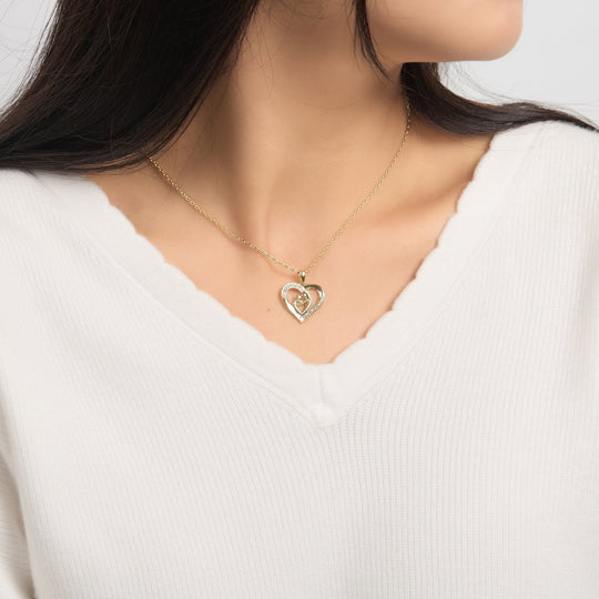18k Gold Plated Mother And Child Necklace Created with Zircondia® Crystals - Philip Jones Jewellery