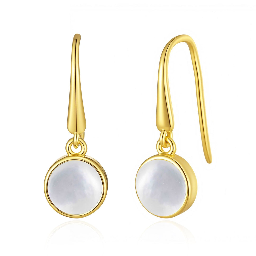 18k Gold Plated Mother of Pearl Drop Earrings - Philip Jones Jewellery