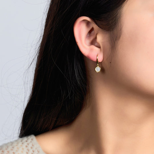 18k Gold Plated Mother of Pearl Drop Earrings - Philip Jones Jewellery
