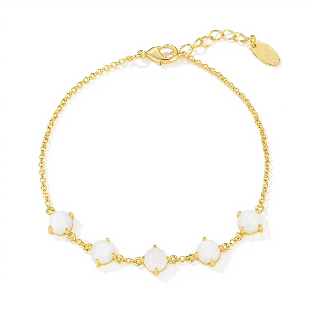 18k Gold Plated Mother of Pearl Gemstone Bracelet - Philip Jones Jewellery