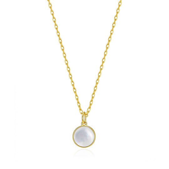 18k Gold Plated Mother of Pearl Necklace - Philip Jones Jewellery