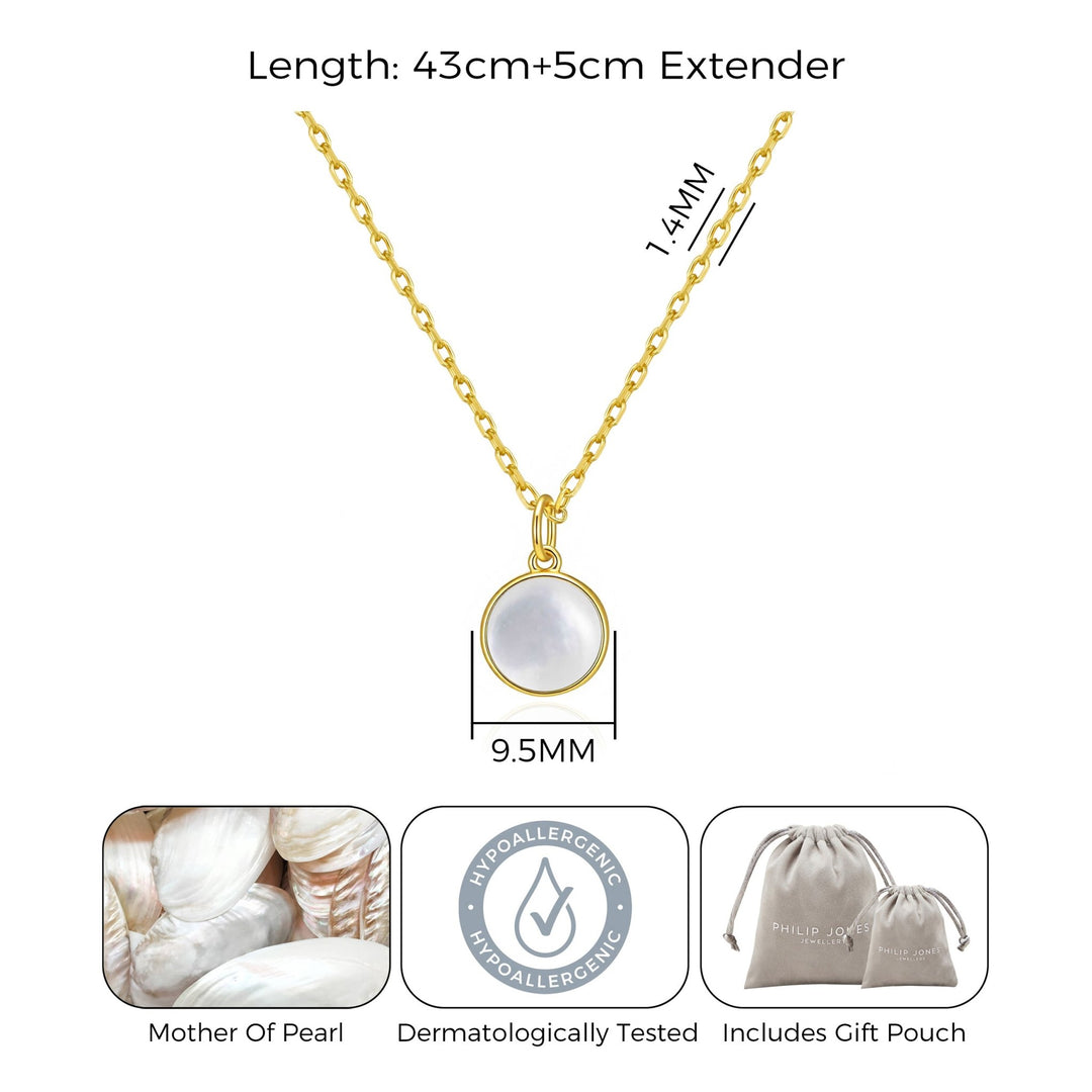 18k Gold Plated Mother of Pearl Necklace - Philip Jones Jewellery