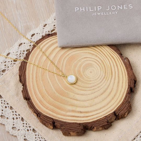 18k Gold Plated Mother of Pearl Necklace - Philip Jones Jewellery