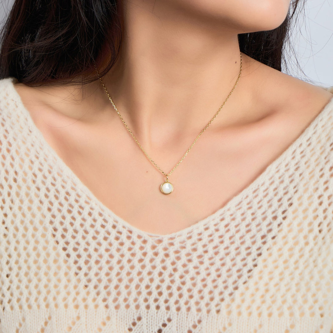 18k Gold Plated Mother of Pearl Necklace - Philip Jones Jewellery
