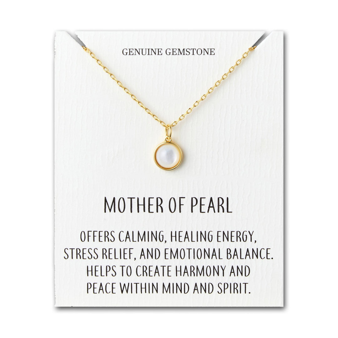 18k Gold Plated Mother of Pearl Necklace with Quote Card - Philip Jones Jewellery
