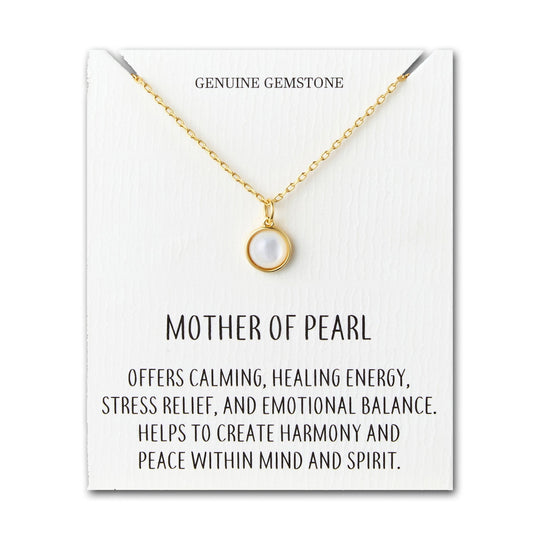 18k Gold Plated Mother of Pearl Necklace with Quote Card - Philip Jones Jewellery