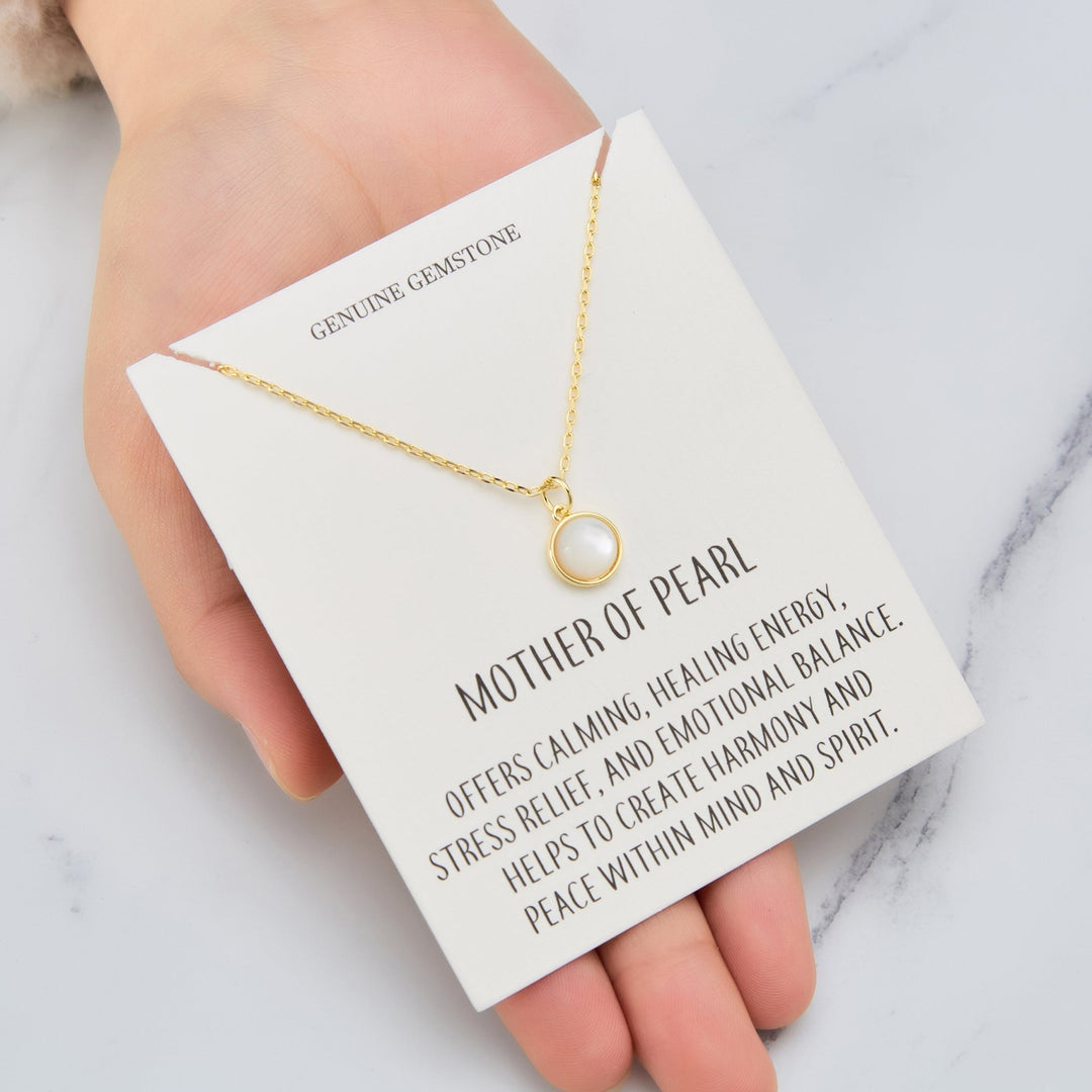 18k Gold Plated Mother of Pearl Necklace with Quote Card - Philip Jones Jewellery