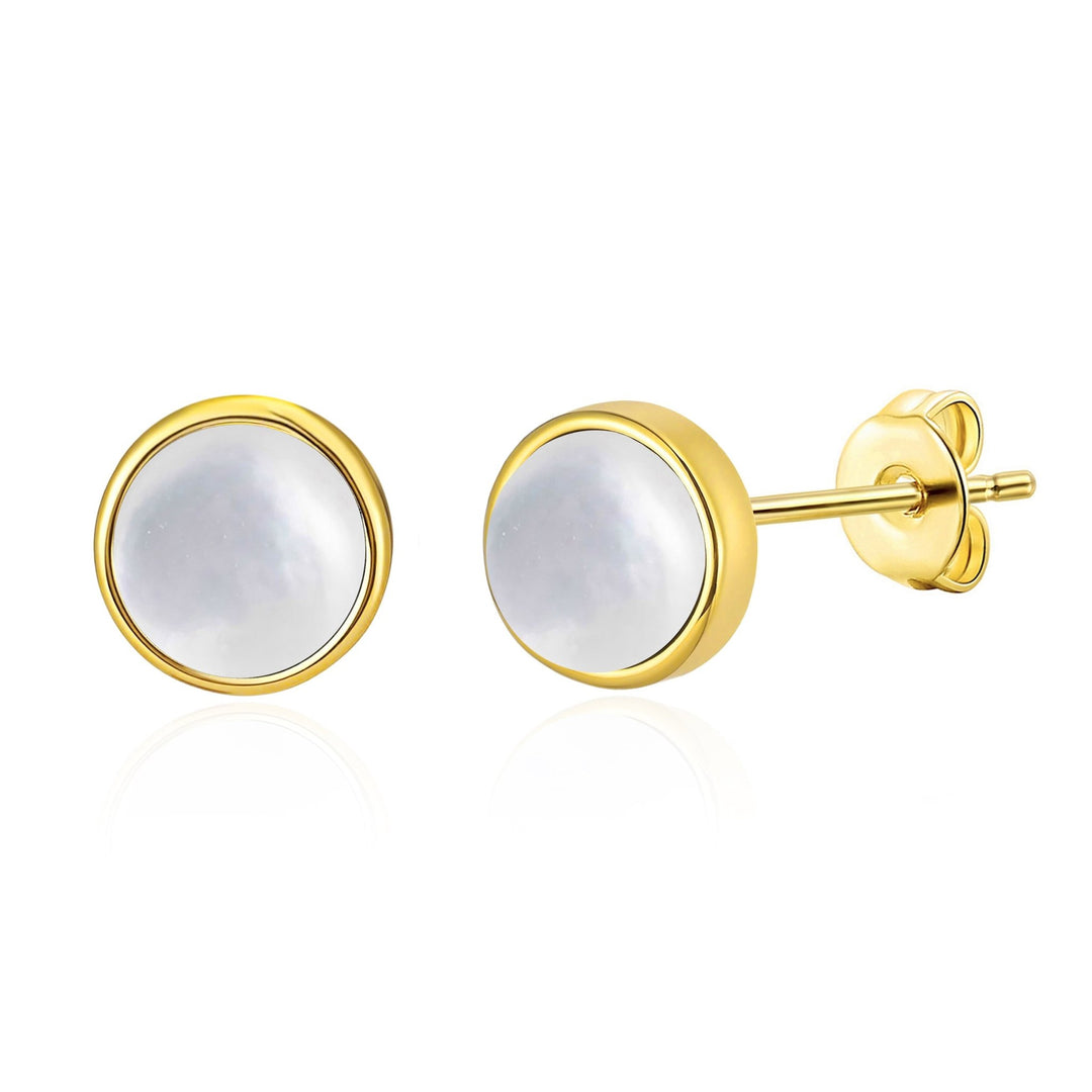 18k Gold Plated Mother of Pearl Stud Earrings - Philip Jones Jewellery