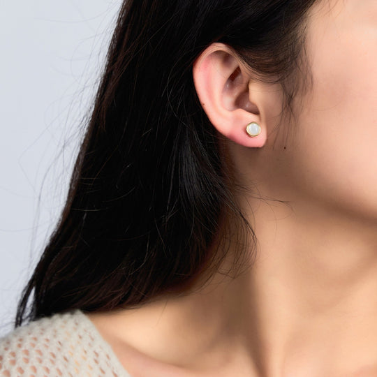 18k Gold Plated Mother of Pearl Stud Earrings - Philip Jones Jewellery