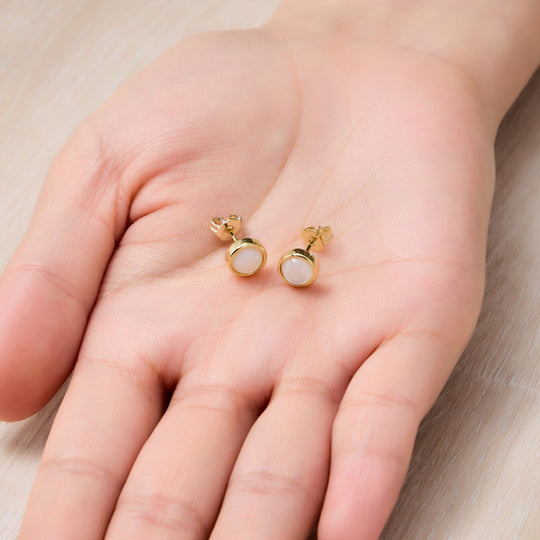 18k Gold Plated Mother of Pearl Stud Earrings - Philip Jones Jewellery