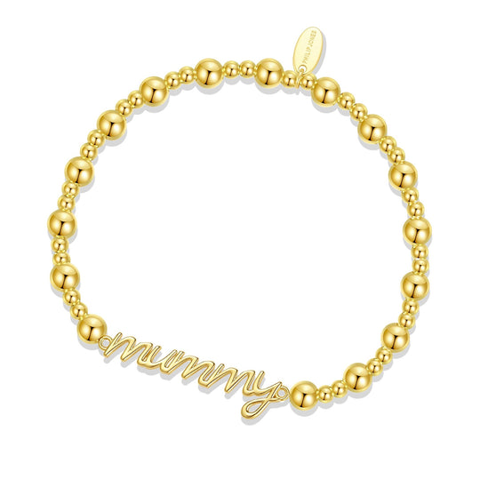18k Gold Plated Mummy Beaded Stretch Bracelet - Philip Jones Jewellery
