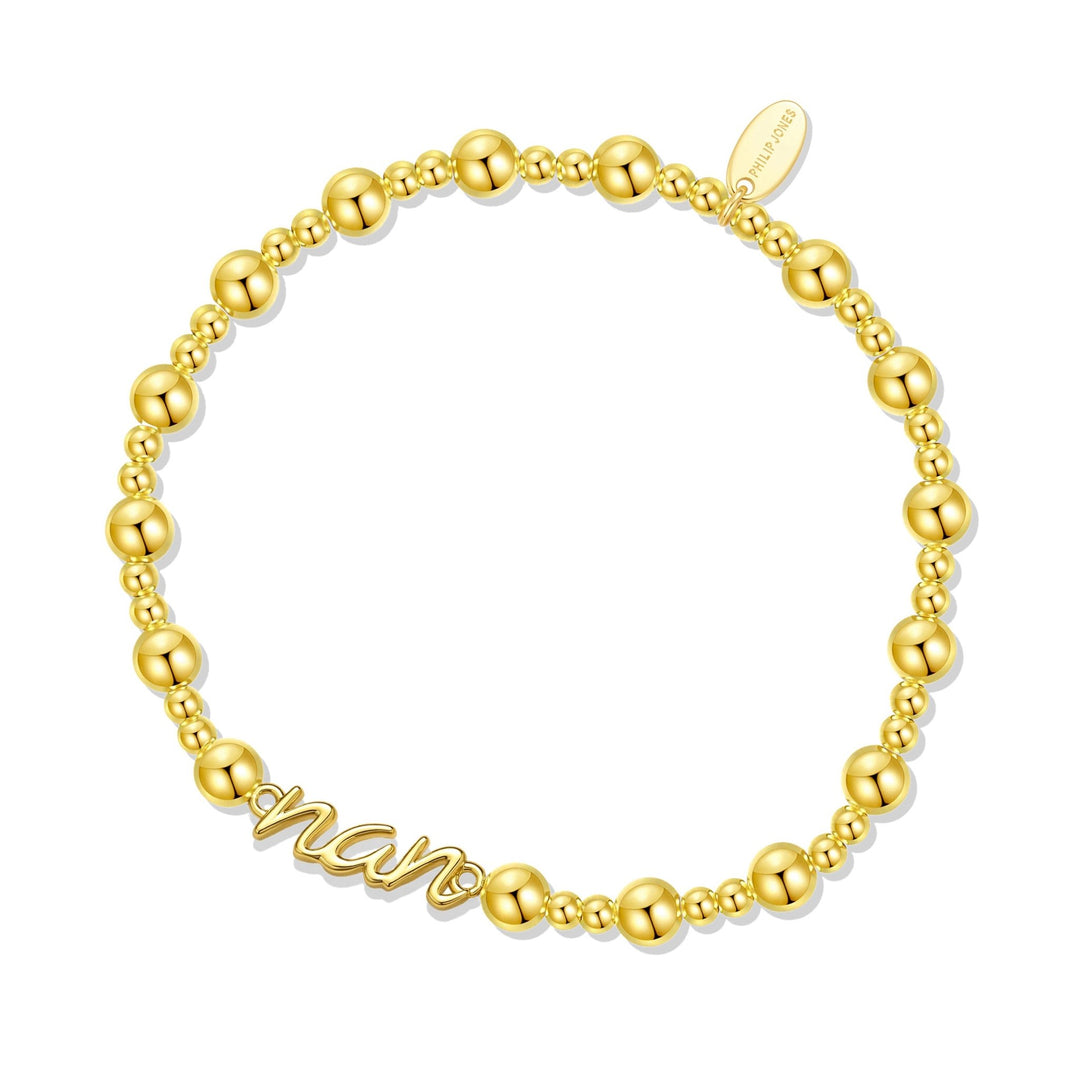 18k Gold Plated Nan Beaded Stretch Bracelet - Philip Jones Jewellery