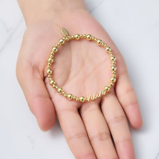 18k Gold Plated Nan Beaded Stretch Bracelet - Philip Jones Jewellery