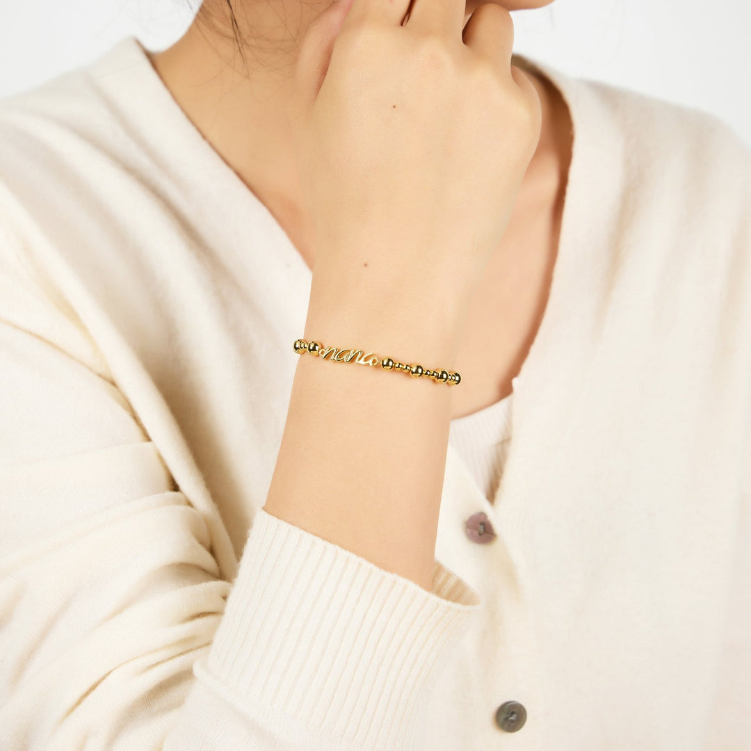 18k Gold Plated Nana Beaded Stretch Bracelet - Philip Jones Jewellery