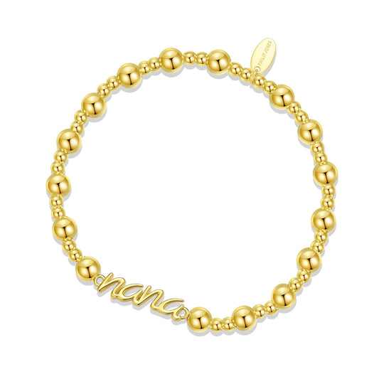 18k Gold Plated Nana Beaded Stretch Bracelet - Philip Jones Jewellery