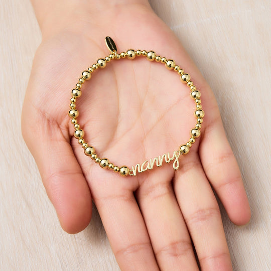 18k Gold Plated Nanny Beaded Stretch Bracelet - Philip Jones Jewellery