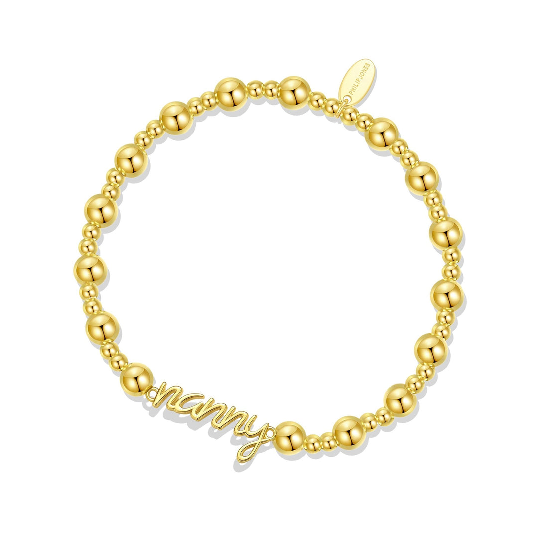 18k Gold Plated Nanny Beaded Stretch Bracelet - Philip Jones Jewellery