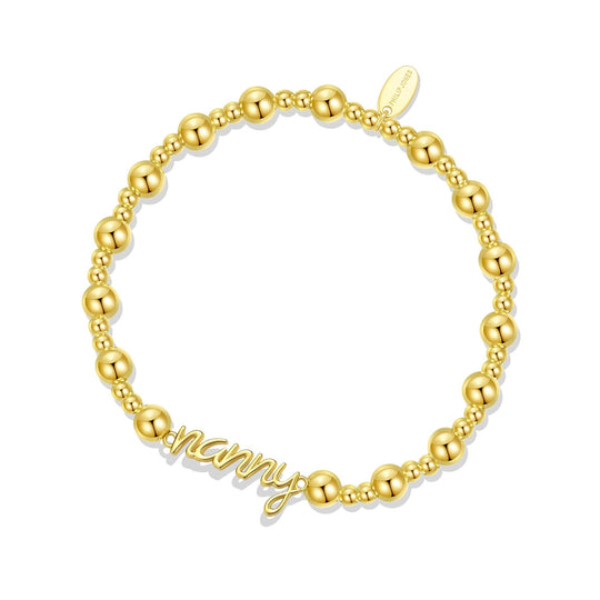 18k Gold Plated Nanny Beaded Stretch Bracelet - Philip Jones Jewellery