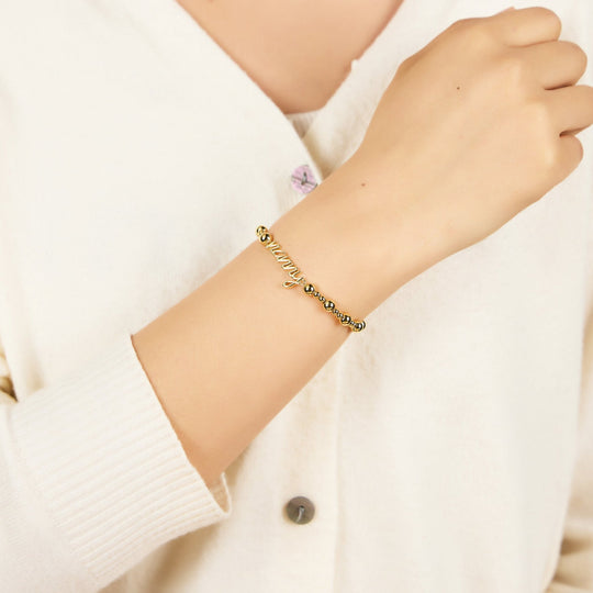 18k Gold Plated Nanny Beaded Stretch Bracelet - Philip Jones Jewellery