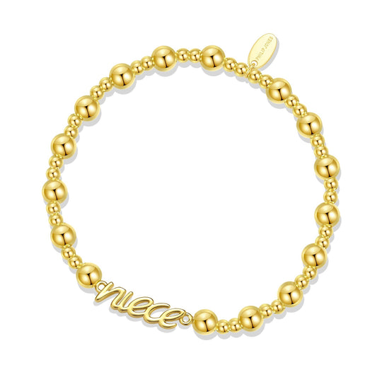 18k Gold Plated Niece Beaded Stretch Bracelet - Philip Jones Jewellery