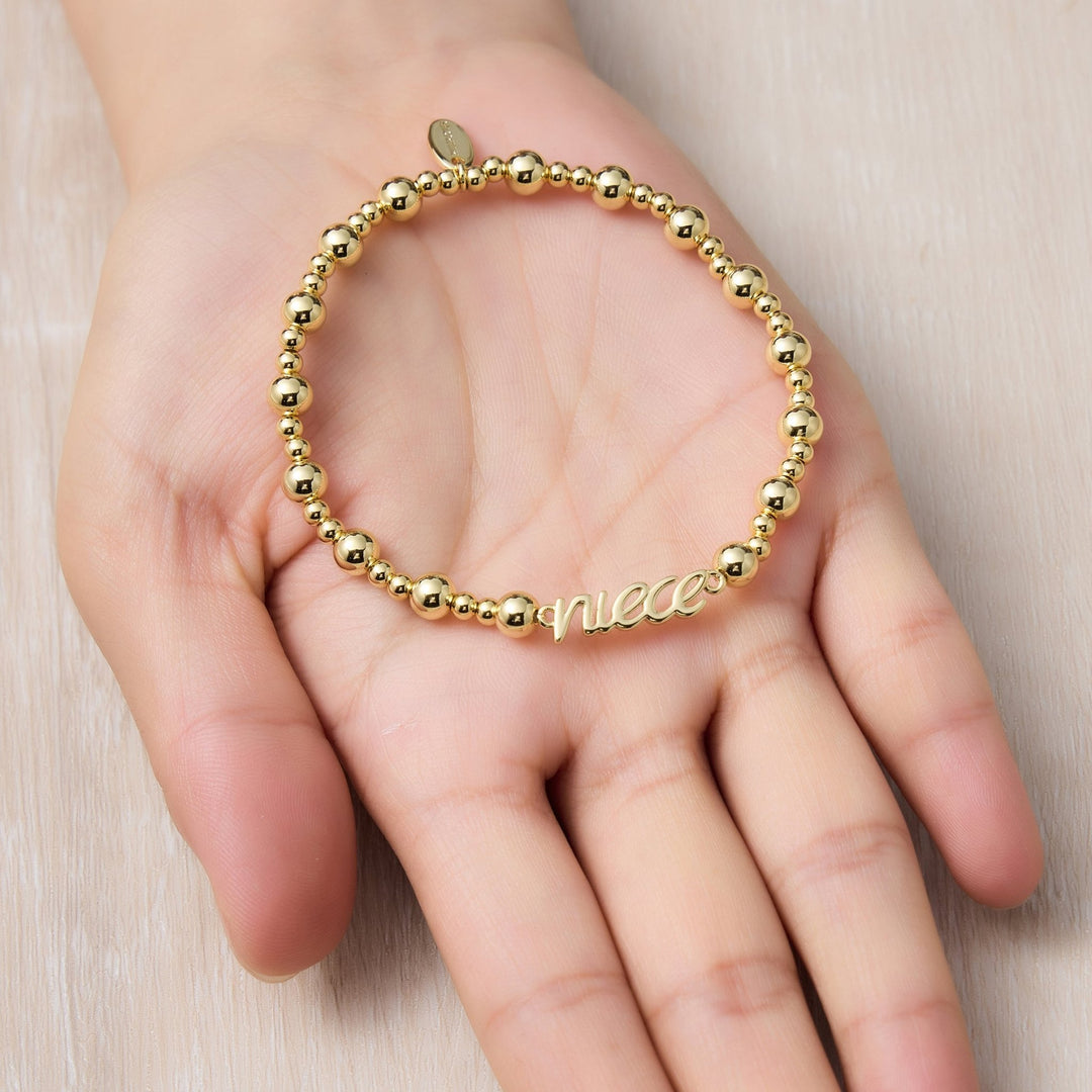 18k Gold Plated Niece Beaded Stretch Bracelet - Philip Jones Jewellery