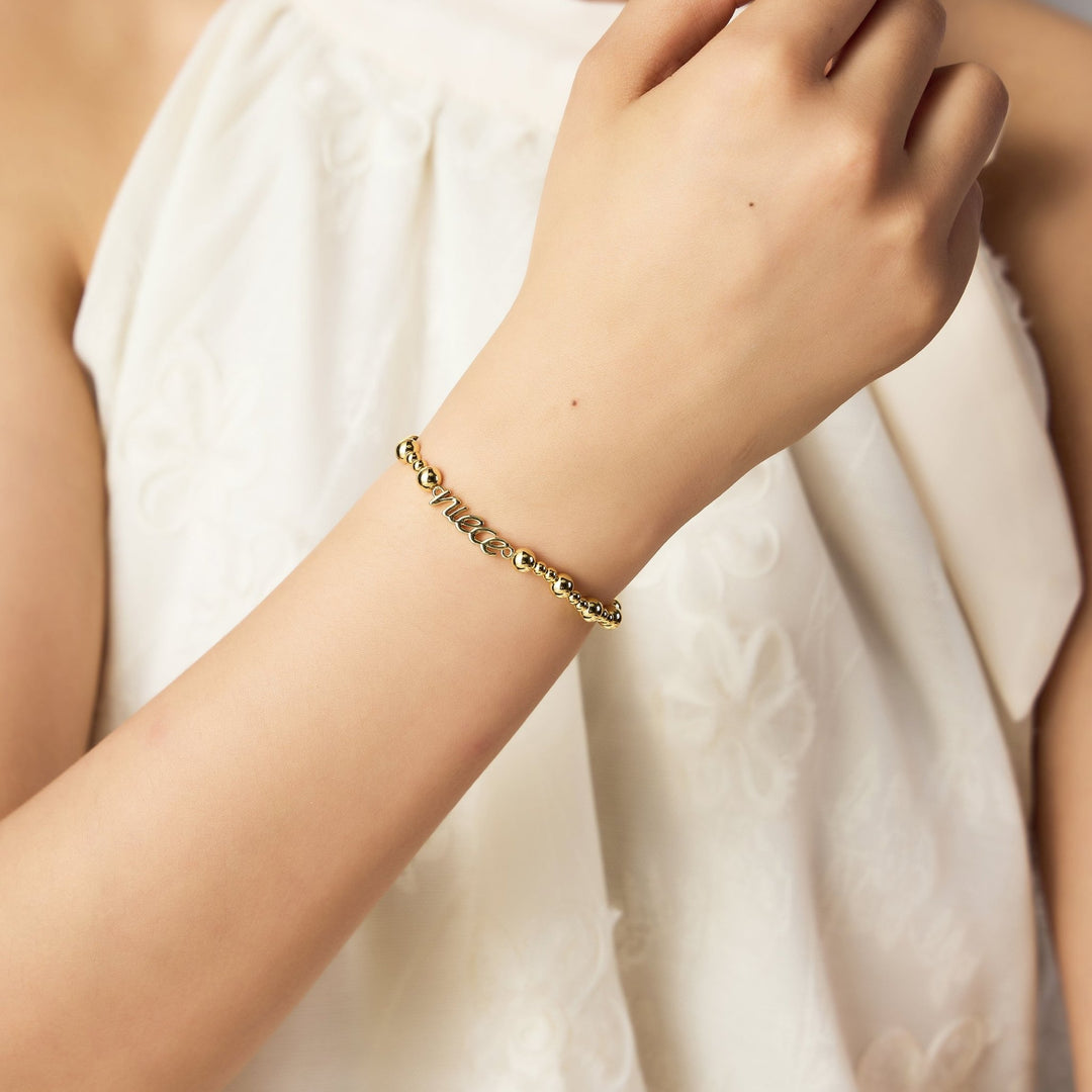 18k Gold Plated Niece Beaded Stretch Bracelet - Philip Jones Jewellery