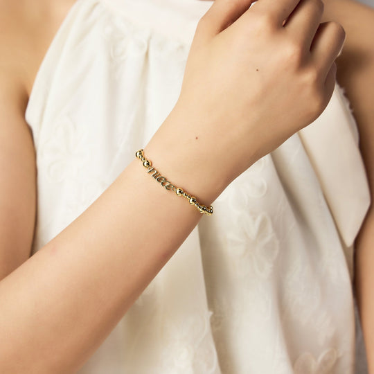 18k Gold Plated Niece Beaded Stretch Bracelet - Philip Jones Jewellery