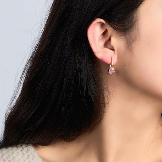 18k Gold Plated Pink Mother of Pearl Drop Earrings - Philip Jones Jewellery