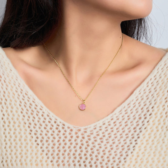 18k Gold Plated Pink Mother of Pearl Necklace - Philip Jones Jewellery