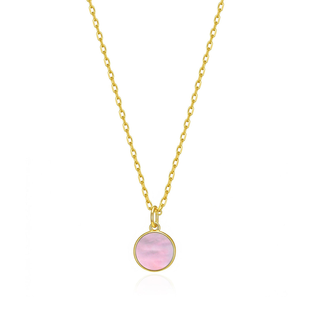 18k Gold Plated Pink Mother of Pearl Necklace - Philip Jones Jewellery