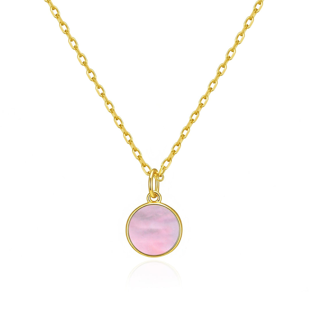18k Gold Plated Pink Mother of Pearl Necklace - Philip Jones Jewellery