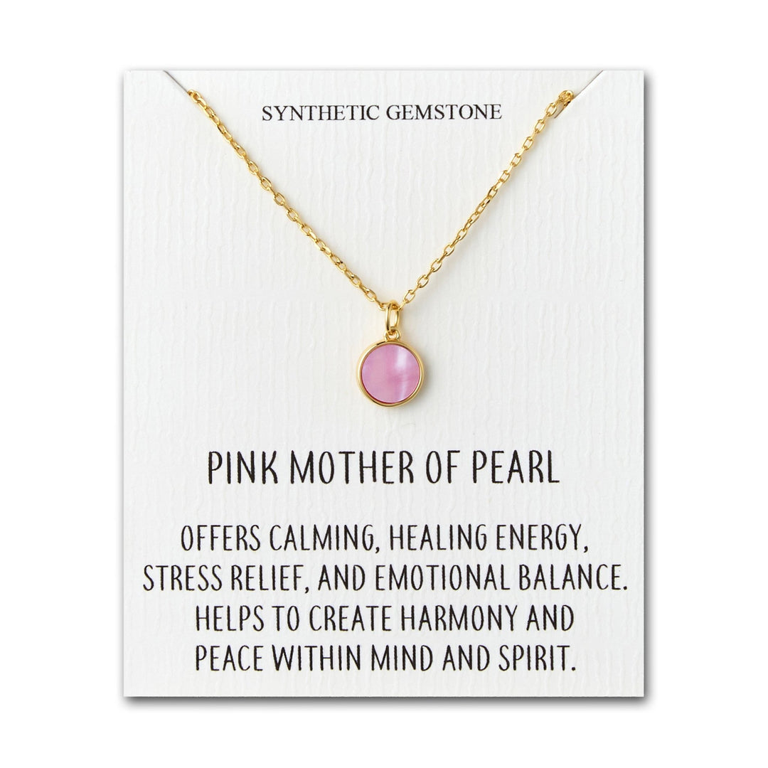 18k Gold Plated Pink Mother of Pearl Necklace with Quote Card - Philip Jones Jewellery