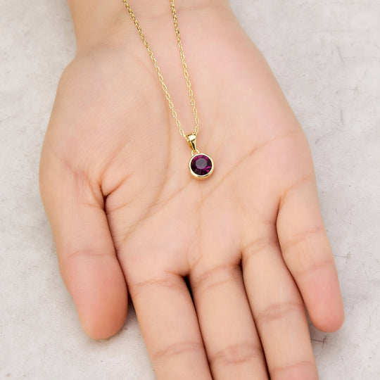 18k Gold Plated Purple Crystal Necklace Created with Zircondia® Crystals - Philip Jones Jewellery