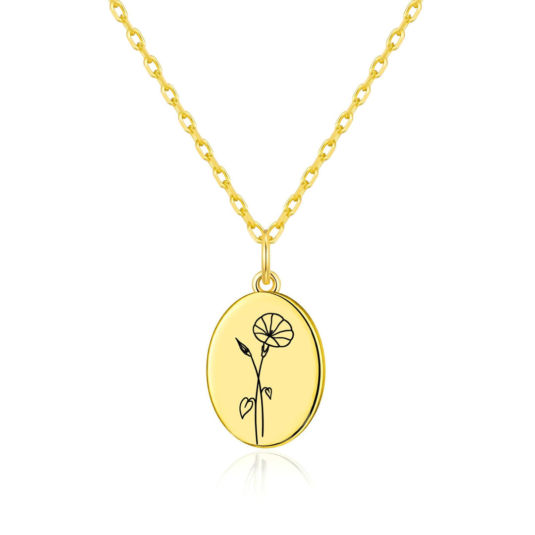 18k Gold Plated September Birth Flower Morning Glory Necklace with Card