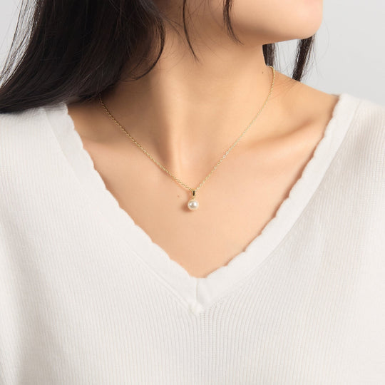 18k Gold Plated Shell Pearl Necklace - Philip Jones Jewellery