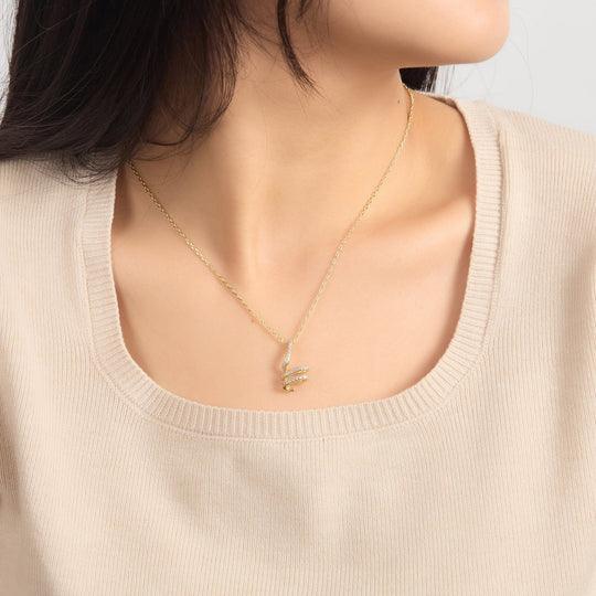 18k Gold Plated Spiral Twist Necklace Created with Zircondia® Crystals - Philip Jones Jewellery