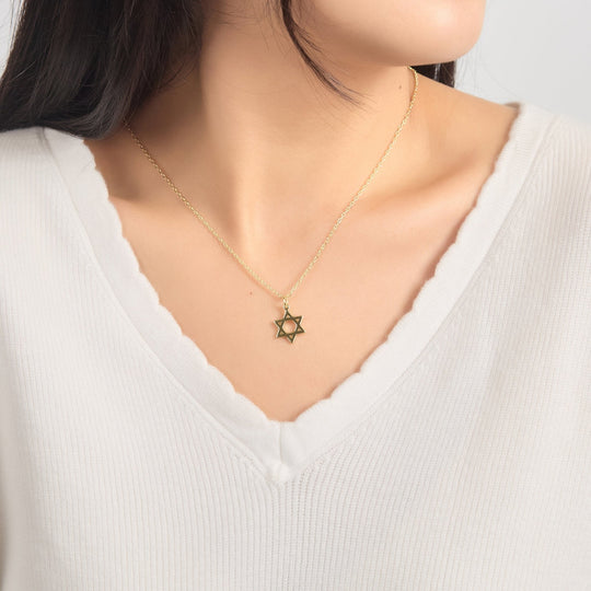 18k Gold Plated Star of David Necklace - Philip Jones Jewellery