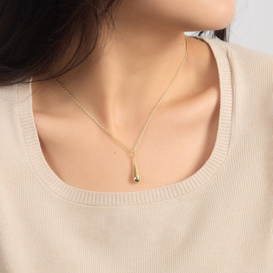 18k Gold Plated Teardrop Necklace - Philip Jones Jewellery