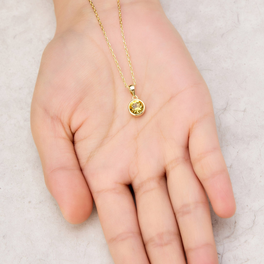 18k Gold Plated Yellow Crystal Necklace Created with Zircondia® Crystals - Philip Jones Jewellery