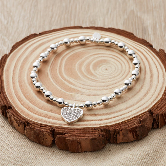 18th Birthday Heart Charm Stretch Bracelet with Quote Gift Box - Philip Jones Jewellery