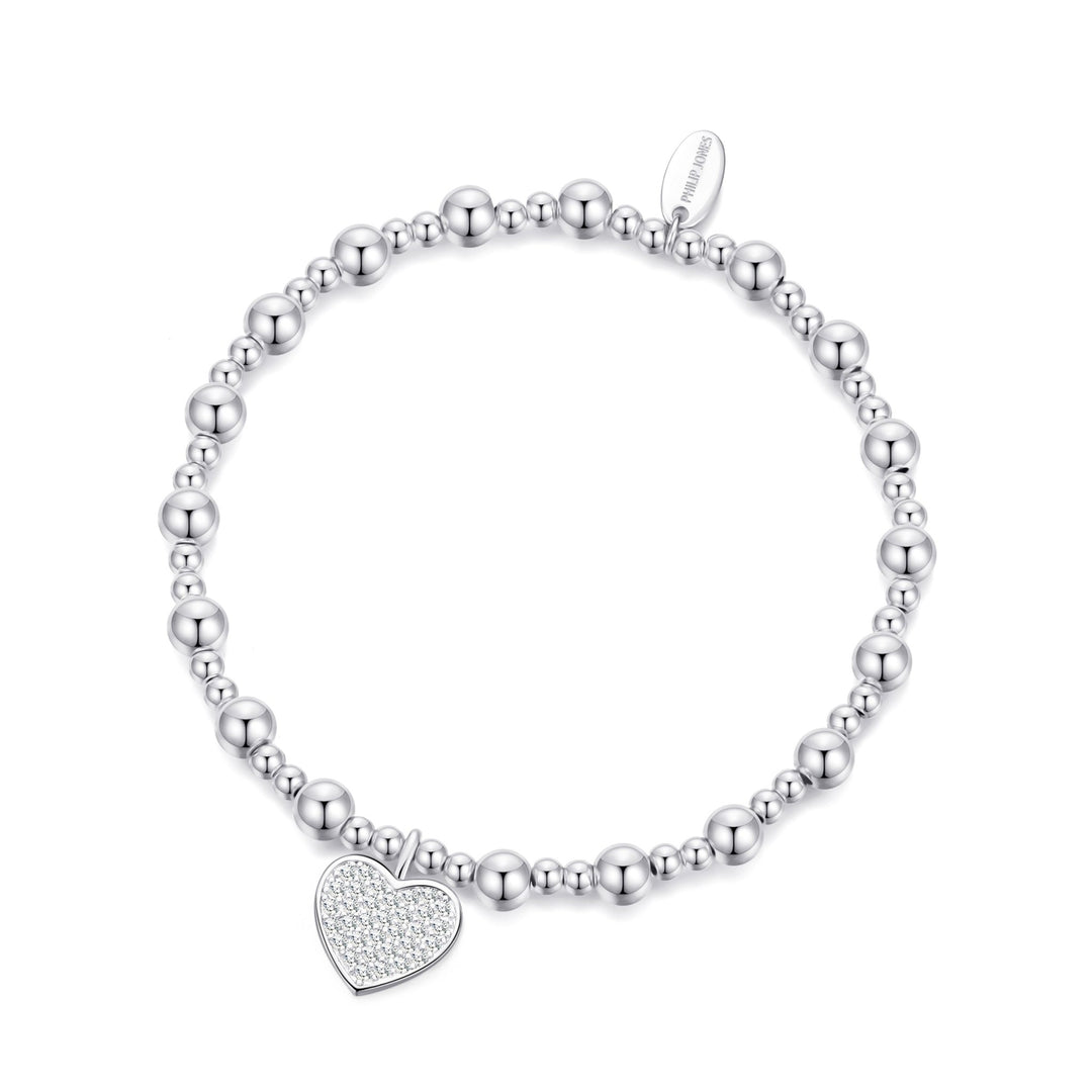 18th Birthday Heart Charm Stretch Bracelet with Quote Gift Box - Philip Jones Jewellery