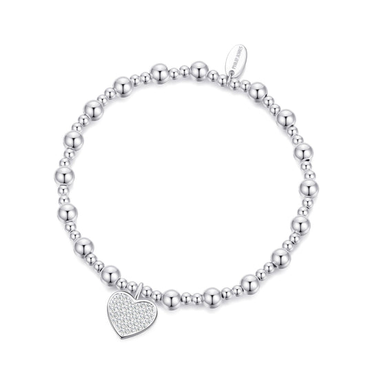 18th Birthday Heart Charm Stretch Bracelet with Quote Gift Box - Philip Jones Jewellery