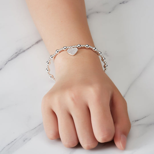 18th Birthday Heart Charm Stretch Bracelet with Quote Gift Box - Philip Jones Jewellery