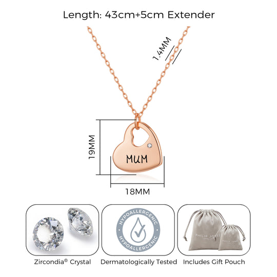 Rose Gold Plated Mum and Daughter Quote Heart Necklace Created with Zircondia® Crystals