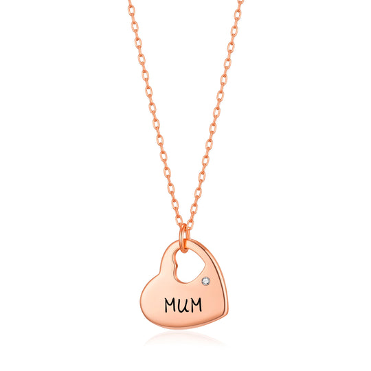 Rose Gold Plated Mum and Daughter Quote Heart Necklace Created with Zircondia® Crystals